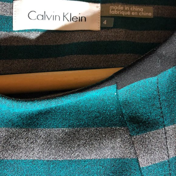 Calvin Klein midi shift Teal striped dress size 4 - Picture 6 of 9